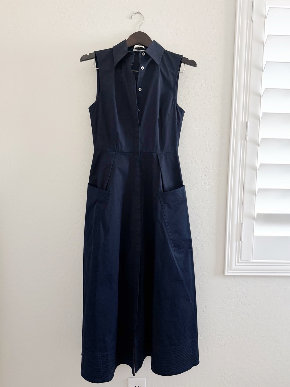 NEW CO Poplin Navy Blue Sleeveless Shirt Dress Size S - Picture 6 of 12